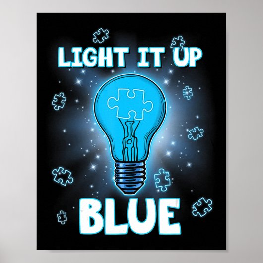 Poster Light It Up Blue Autism Shirt I Wear Blue For Awar (Devant)