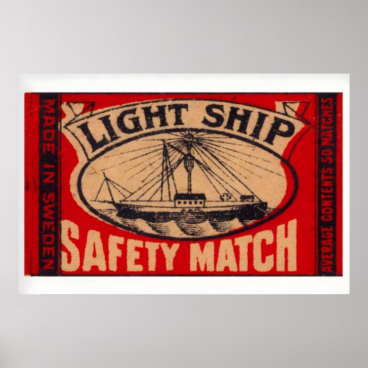Poster Light Ship - Matchbox Print - Sweden Wall Art (Devant)
