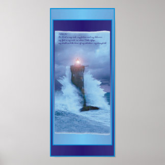 Poster 'Lighthouse Waves' Psaumes 16" X 7"