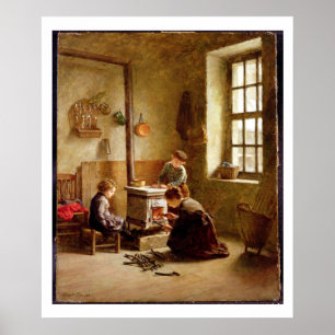 Poster Lighting the Stove, 1886