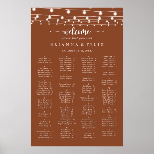 Poster Lights Terracotta Alphabétique de siège graphique (Devant)