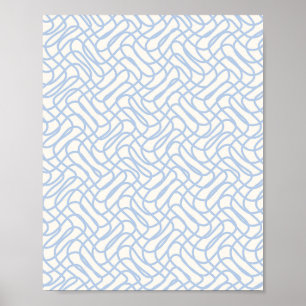 Poster Ligne Abstraite Motif Bleu Clair Et Blanc Crème
