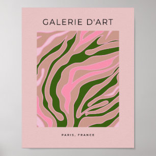 Poster Ligne Abstraite Rose Et Vert