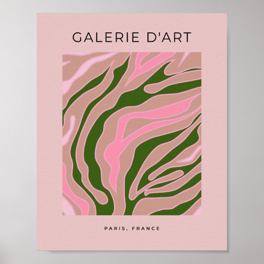 Poster Ligne Abstraite Rose Et Vert (Devant)