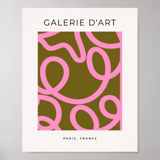 Poster Ligne Abstraite Rose Et Vert Olive (Devant)