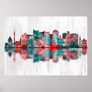 Poster Ligne aérienne Dortmund Allemagne