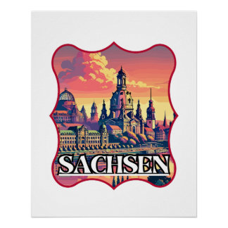 Poster Ligne aérienne Retro Sachsen