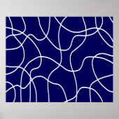 Poster Ligne Art : Blanc sur Bleu foncé (Devant)
