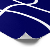 Poster Ligne Art : Blanc sur Bleu foncé (Coin)