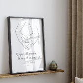 Poster Ligne Art Coeur forme mains Couple