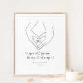 Poster Ligne Art Coeur forme mains Couple