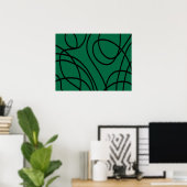 Poster Ligne Art Moderne en Vert et Noir (Bureau à domicile)