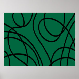 Poster Ligne Art Moderne en Vert et Noir