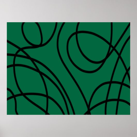 Poster Ligne Art Moderne en Vert et Noir (Devant)