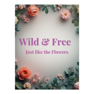 Poster Ligne artistique florale sauvage et libre Design