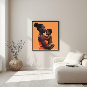Poster Ligne Artistique II de Mère et Enfant Noirs
