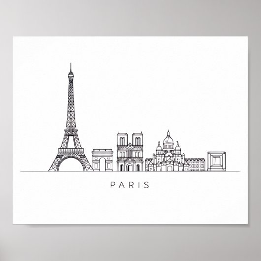 Poster Ligne artistique minimaliste de la skyline de Pari (Devant)