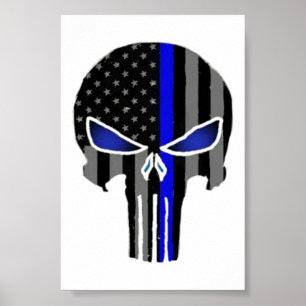 Poster Ligne bleue mince