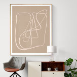 Poster Ligne Brown minimaliste Abstraite contemporaine<br><div class="desc">Moderne et minimaliste,  cette oeuvre contemporaine présente un dessin abstrait en marron taupe.</div>