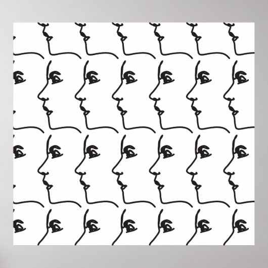 Poster Ligne continue, profils faciaux, illustration arti (Devant)