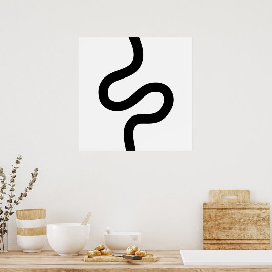 Poster Ligne courbe 02 - Noir sur blanc (Cuisine)