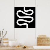 Poster Ligne courbe - Blanc sur noir (Cuisine)