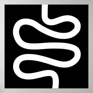 Poster Ligne courbe - Blanc sur noir