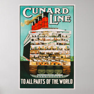 Poster Ligne Cunard vers toutes les parties de World Trav
