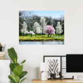 Poster Ligne d'arbres à fleurs (Bureau à domicile)