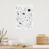 Poster ligne d'arrangement de fleurs dessin 2 (Cuisine)