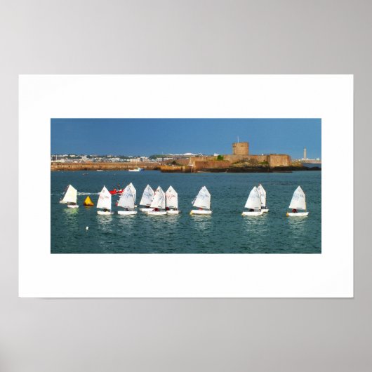Poster Ligne de bateaux Optimist (Devant)