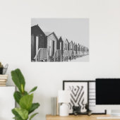 Poster Ligne de Cabines sur la plage Photo (Bureau à domicile)