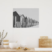 Poster Ligne de Cabines sur la plage Photo (Cuisine)