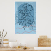 Poster Ligne de dessin Boho Woman Art moderne mur (Cuisine)