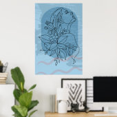 Poster Ligne de dessin Boho Woman Art moderne mur (Bureau à domicile)