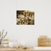 Poster Ligne de dominos sur l'ancienne carte du monde 2 (Cuisine)