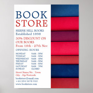 Poster Ligne de livres, Boutique de livres Publicité