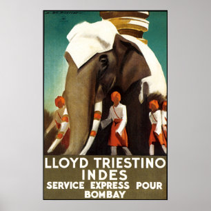 Poster Ligne de Lloyd Triestinao vers Bombay