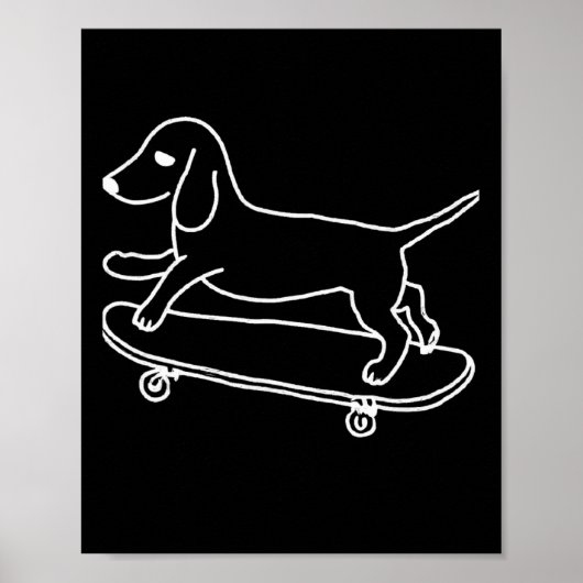 Poster Ligne de planche à roulettes de teckel Chiweenie (Devant)