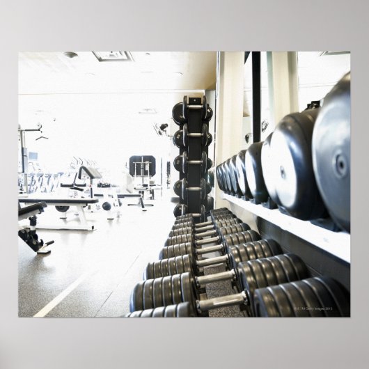 Poster Ligne de poids libres au premier plan et exercice (Devant)