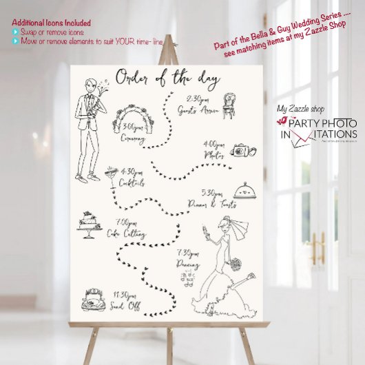 Poster Ligne de temps du Mariage rétro Scribbl dessinée à