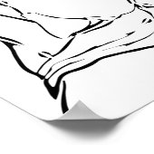 Poster Ligne Dessin Musulmane Hijab Femme Arabe Isolée (Coin)