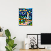 Poster Ligne d'horizon de Houston Space Center Rocket Van (Bureau à domicile)