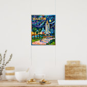Poster Ligne d'horizon de Houston Space Center Rocket Van (Cuisine)