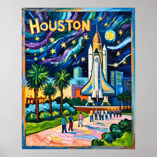 Poster Ligne d'horizon de Houston Space Center Rocket Van (Devant)