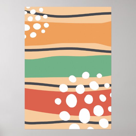 Poster Ligne d'ondes rétro Abstraite (Devant)