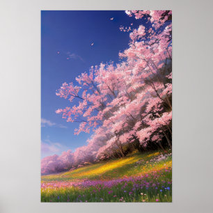 Poster Ligne enchanteresse de Sakura Trees