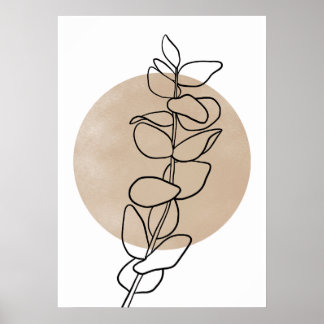 Poster Ligne Eucalyptus Art Neutre Couleurs Moderne