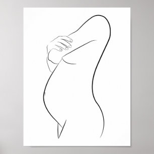 Poster Ligne femme enceinte Art moderne minimaliste éléga