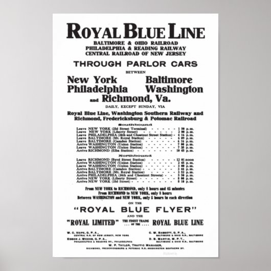 Poster Ligne ferroviaire royale bleue 1908 (Devant)